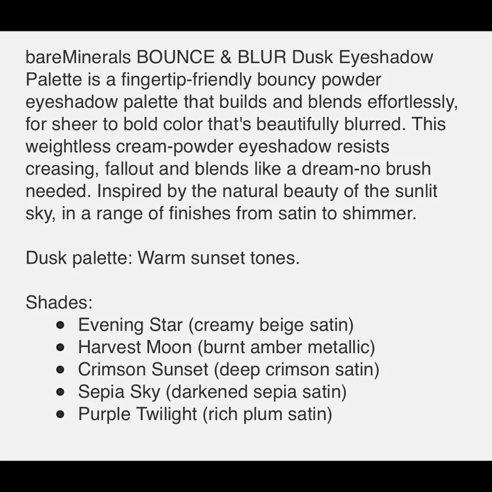 bareMinerals 2X Bounce & Blur DUSK Eyeshadow Palettes